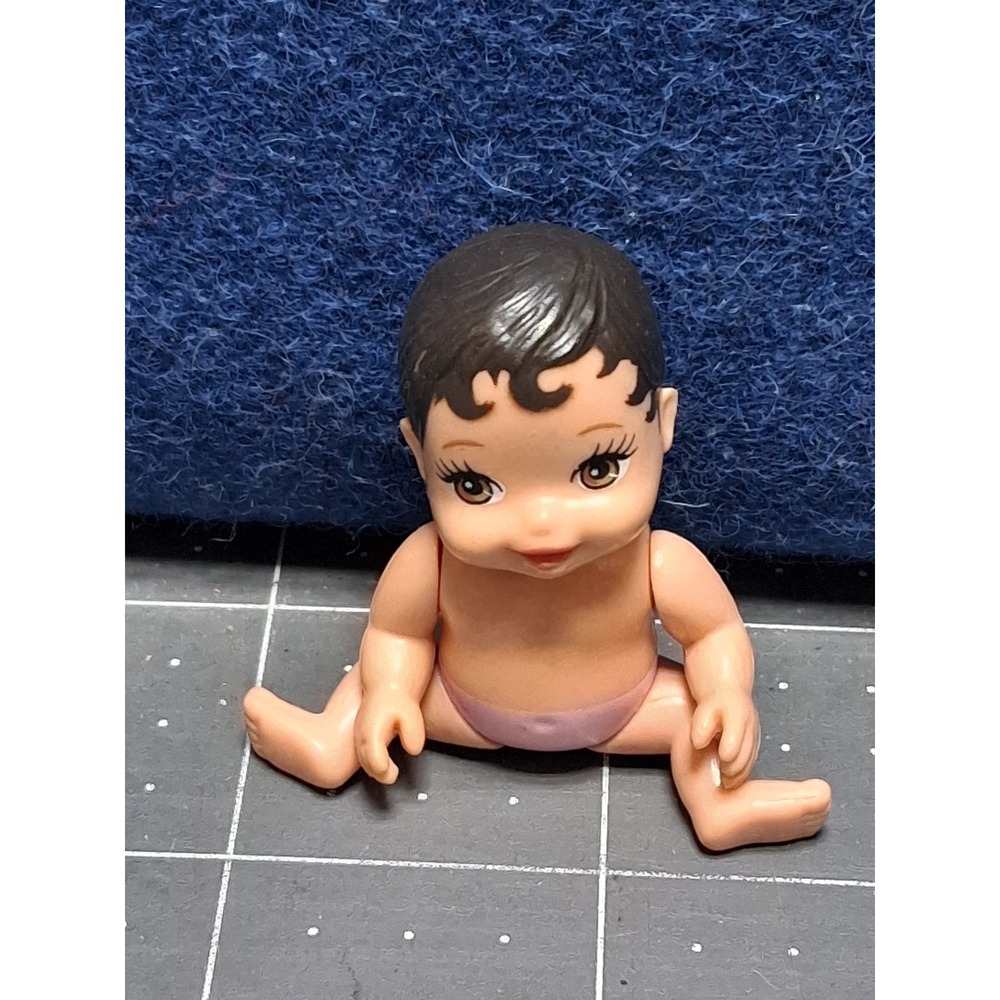 Mattel Mini Baby Krissy Doll Tan Pink Diaper Dark Hair 2008 Posable Figure